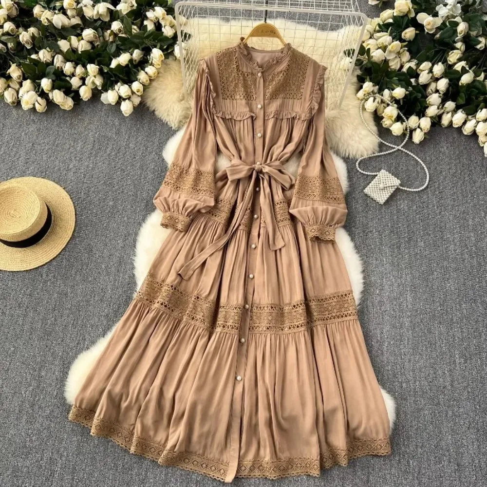 Lace Patchwork Bandage A-Line Dress