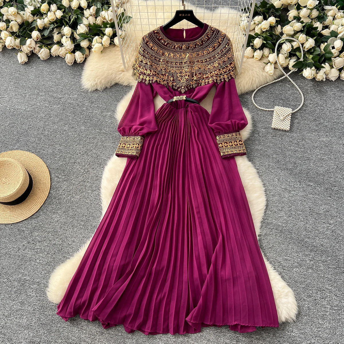 Sequin Spliced High Waist Dress