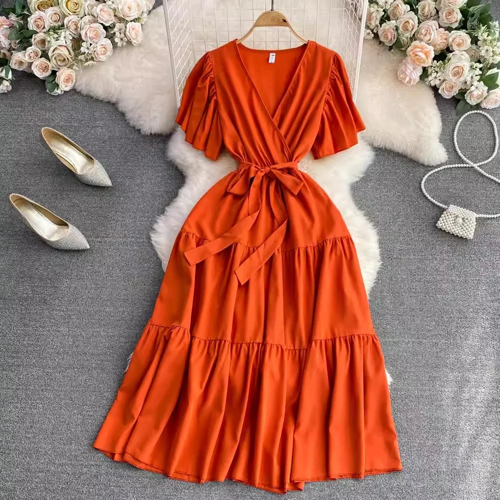 Vintage Sash Tie Maxi Dress