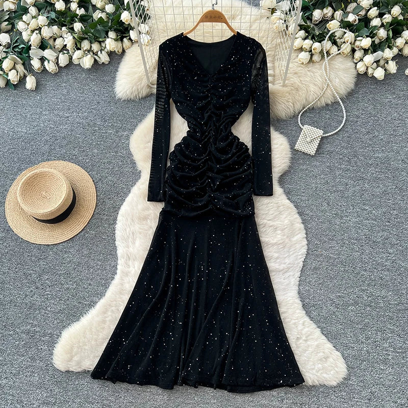 Sequin V-Neck Maxi Gown
