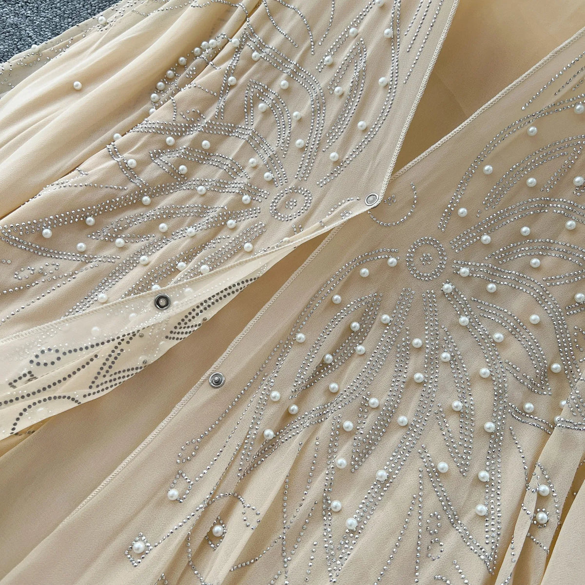 Beaded Sheer Mesh Hooded Cover-Up