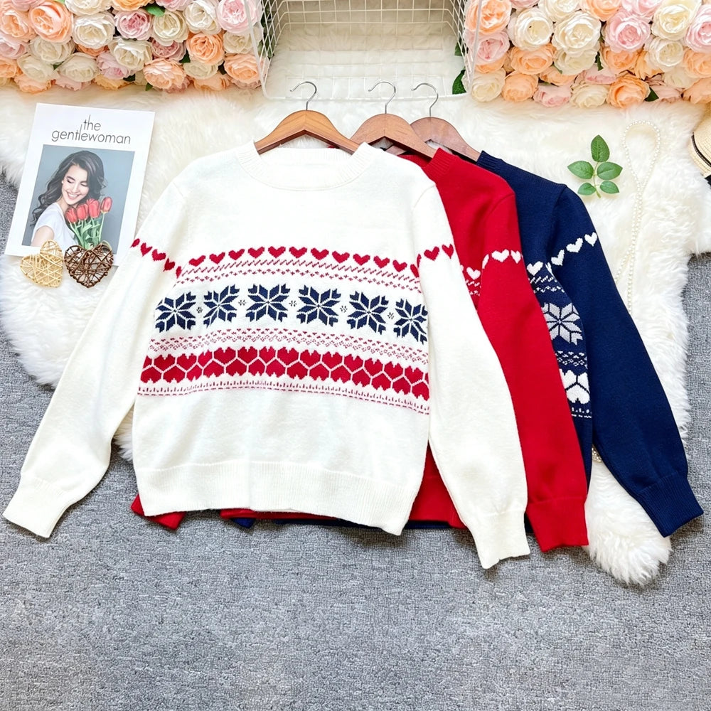 Vintage Jacquard Knit Pullover Sweater