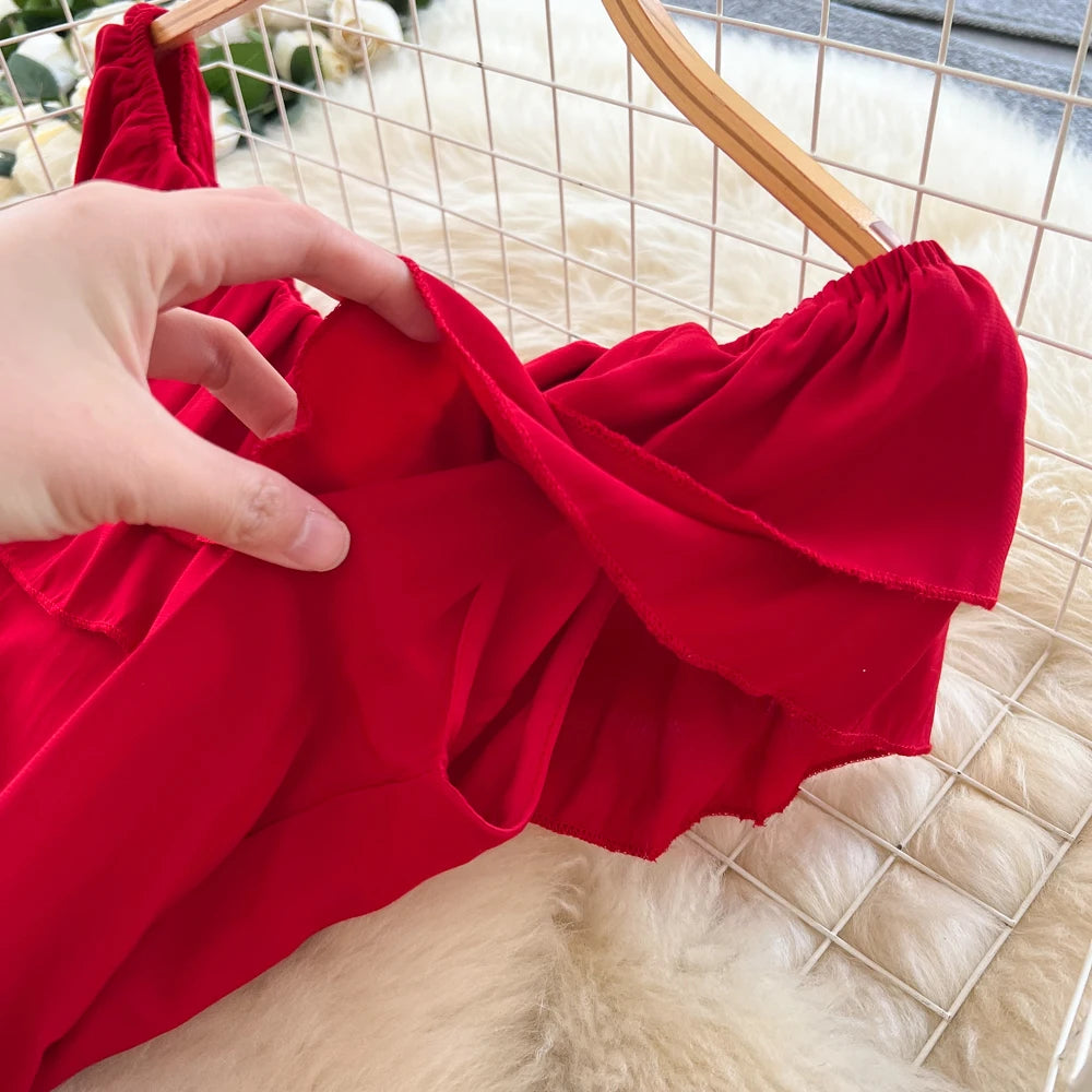 Chiffon Boat Neck A-Line Dress