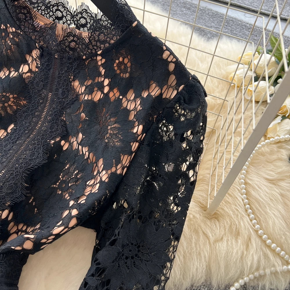 Crochet Lace Long Sleeve Fairy Dress