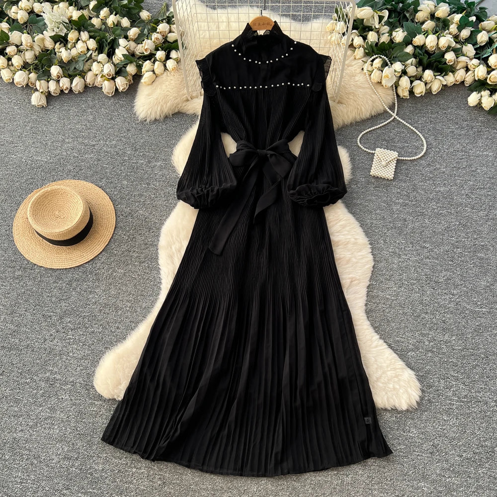 Lantern Sleeve Slim A-Line Dress