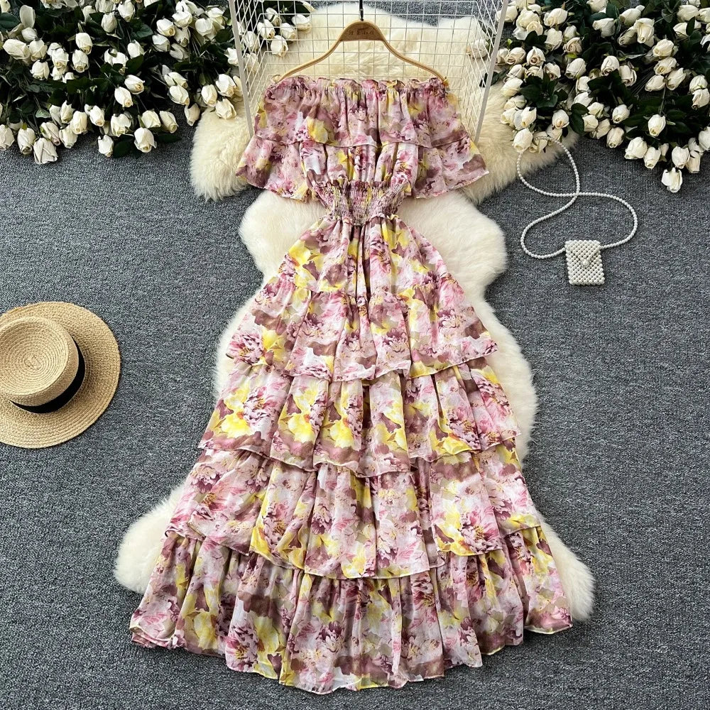 Off-Shoulder Tiered Ruffle Maxi Dress