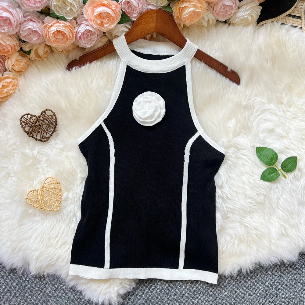 3D Flower Knit Tank Top