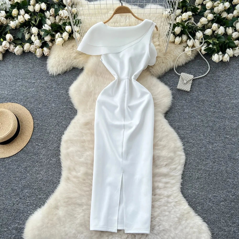 3D Floral Asymmetrical Sleeveless Dress