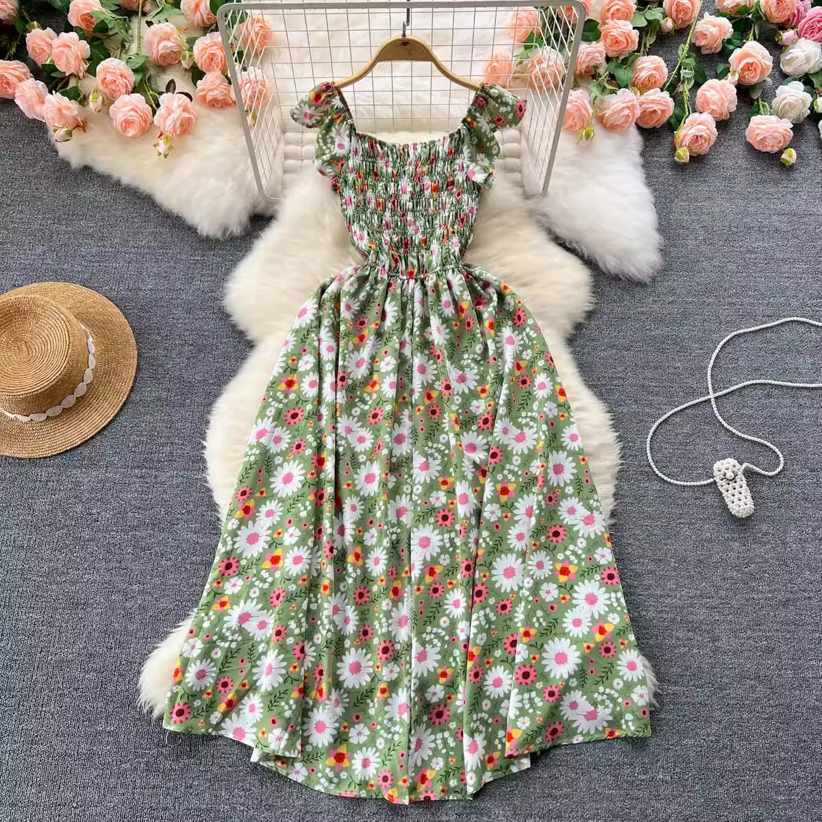 Floral Chiffon Sleeveless Maxi Beach Dress