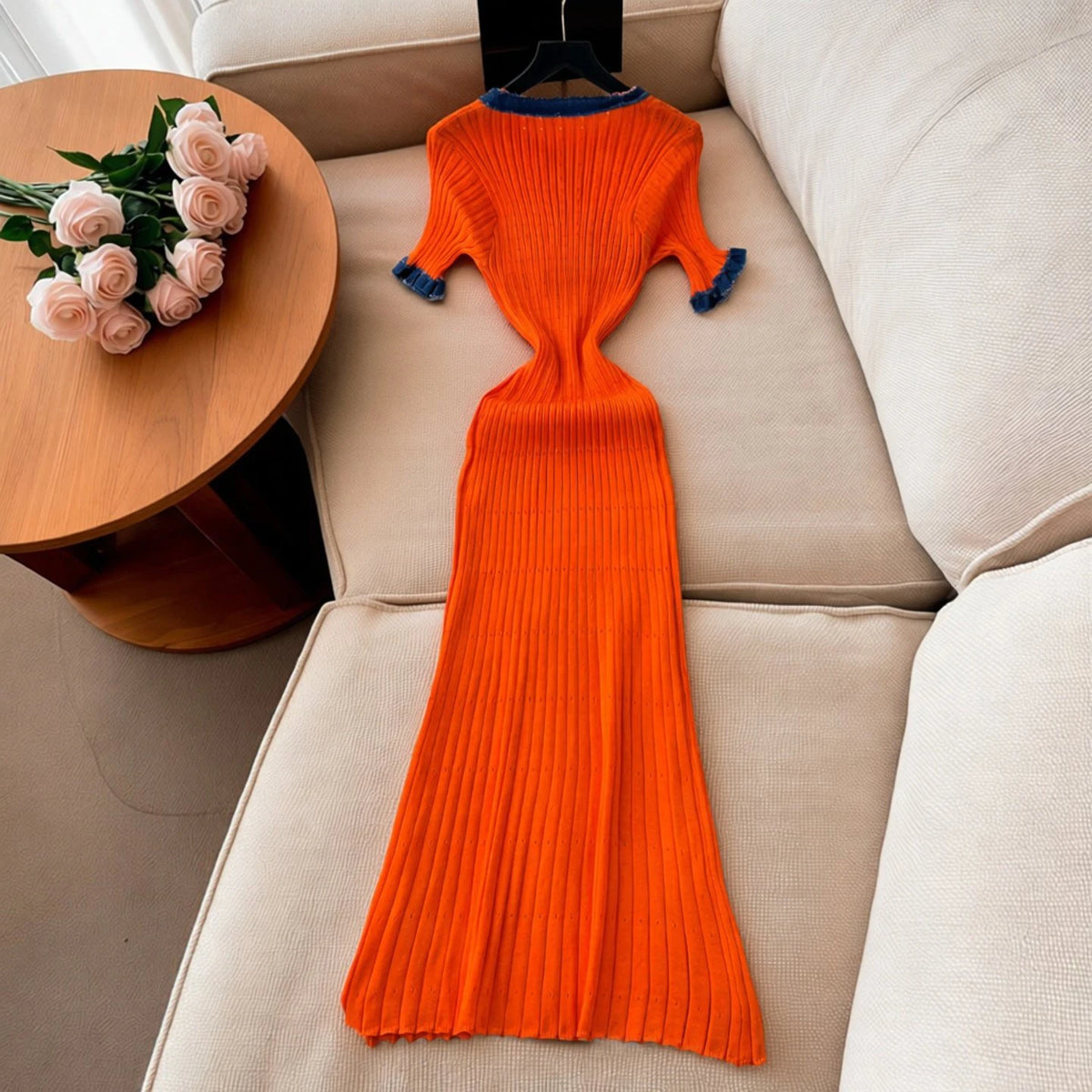 Patchwork Knit Bodycon Maxi Dress