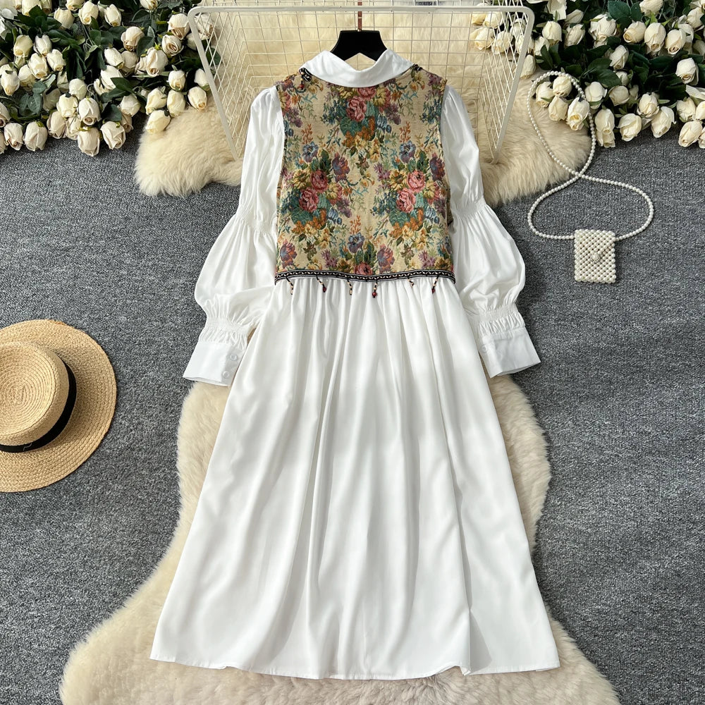 Jacquard Button Boho Long Dress