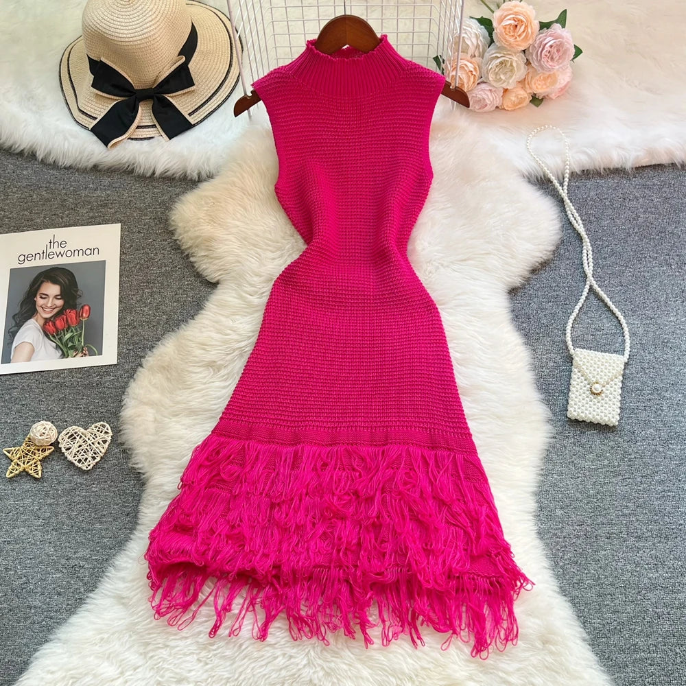 Tassel Sleeveless Bodycon Mini Dress