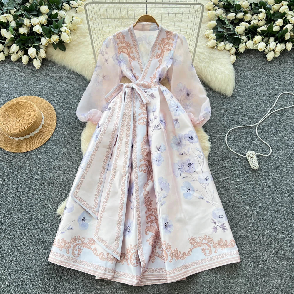 Ruched V-Neck High Waist Sundress