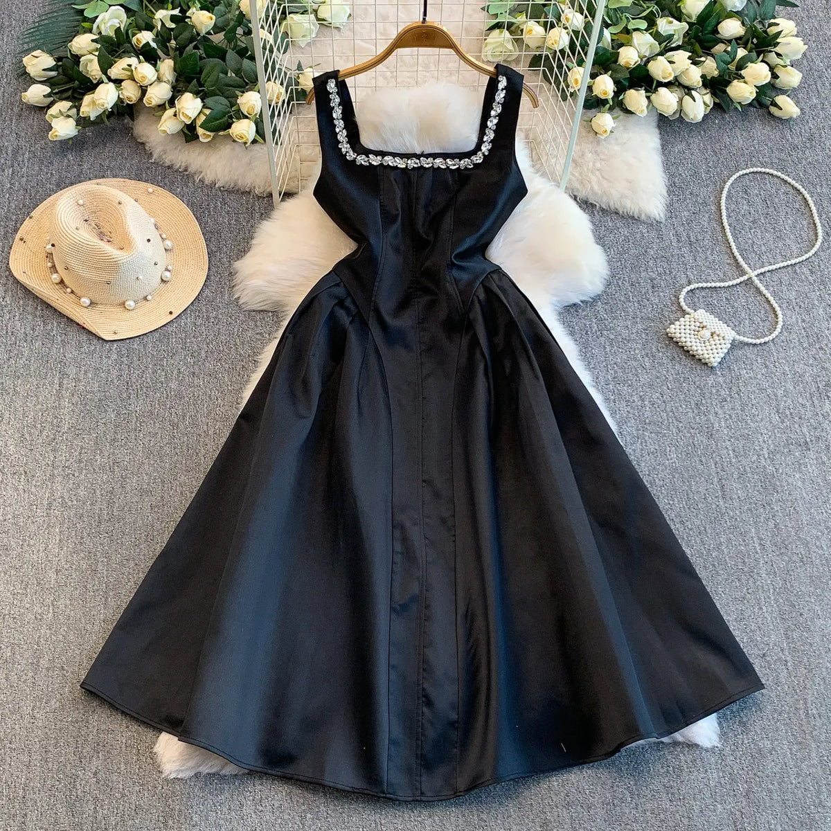 Rhinestone Off-Shoulder Dress