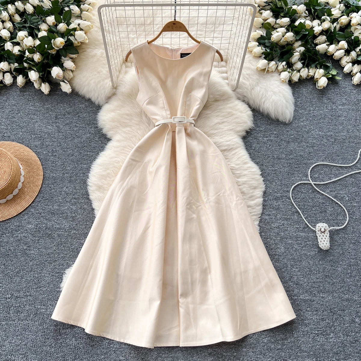 Sleeveless Crew Neck Evening Dress
