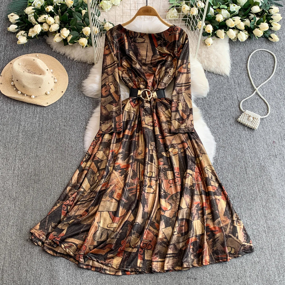 Chiffon Print Slim Boho Dress