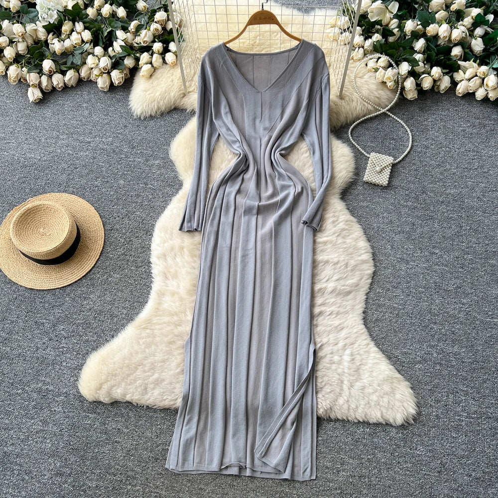 Split Knit Pencil Dress