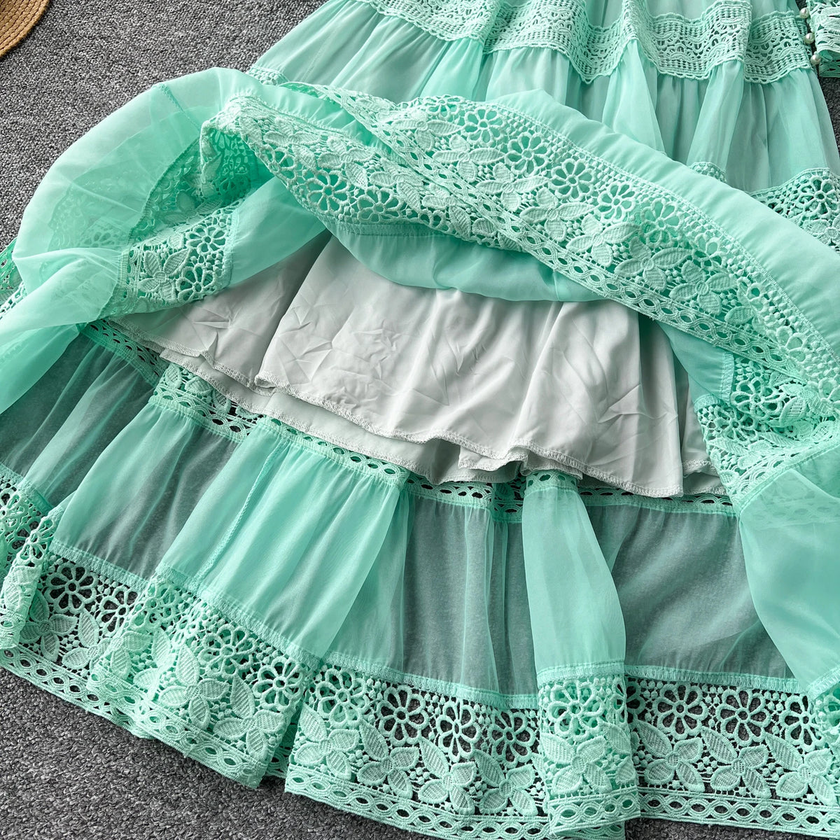 French Lace Patchwork A-Line Dress