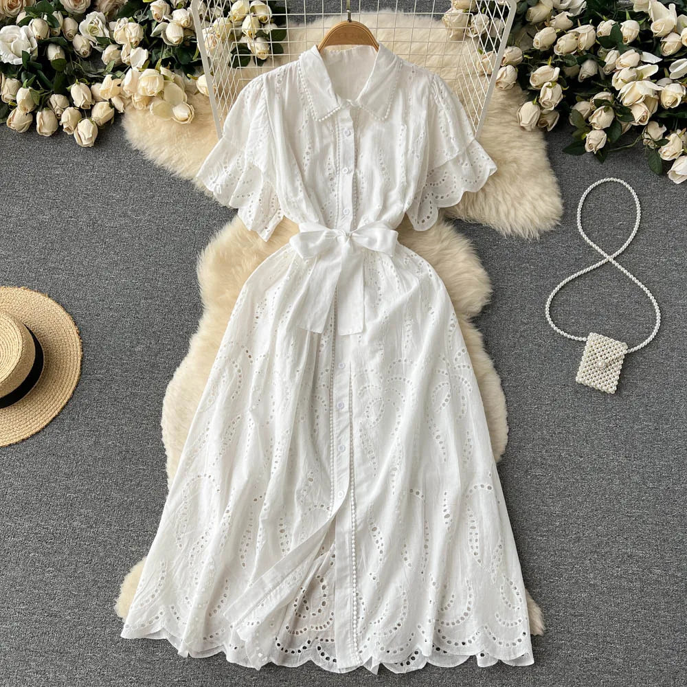 Collared Cutout Puff Sleeve Bodycon Dress