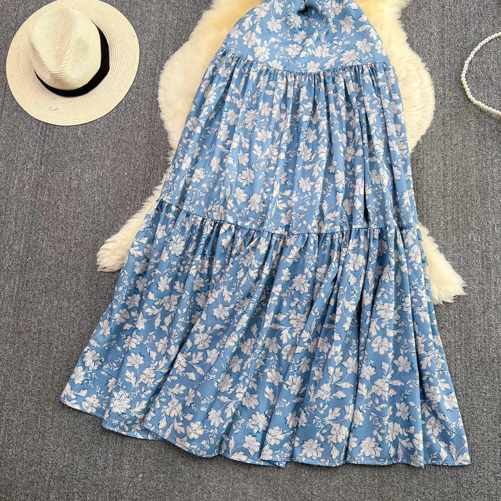 Floral Butterfly Backless Slip Dress
