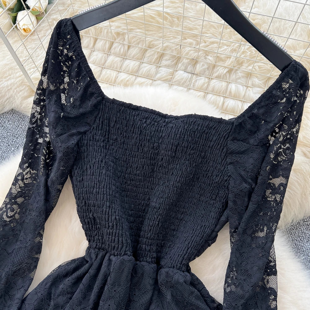 Lace Long Sleeve Maxi Evening Dress