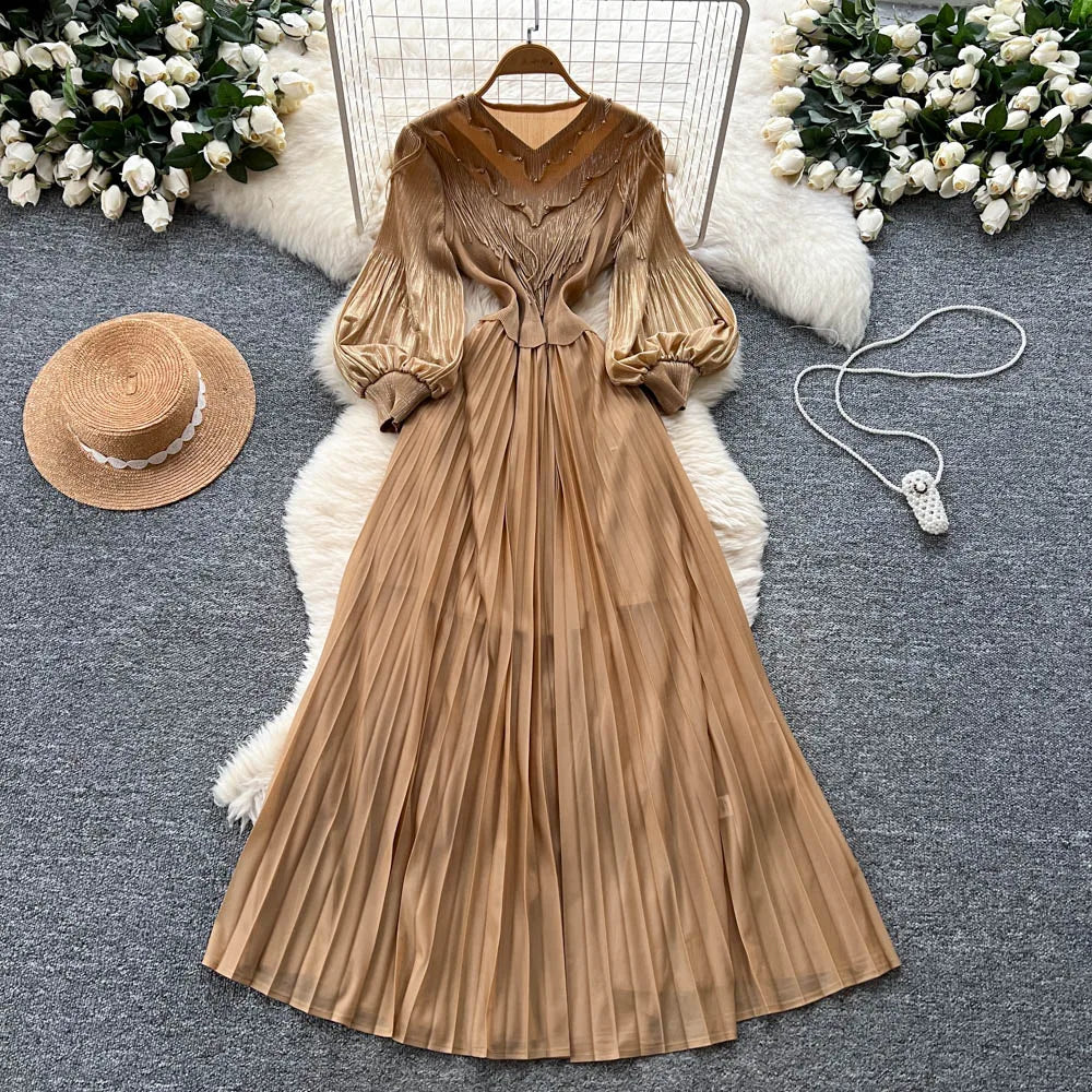 Tassel Puff Sleeve Slim Dress