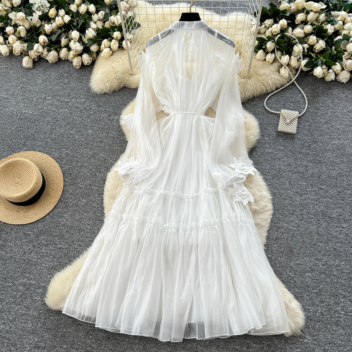 3D Mesh Print A-Line Summer Dress