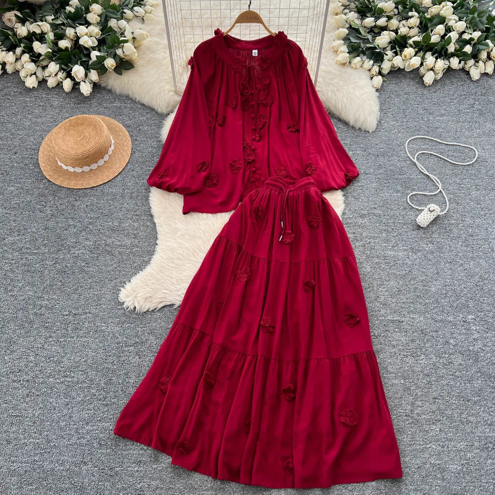 Boho 3D Detail Two-Piece Set
