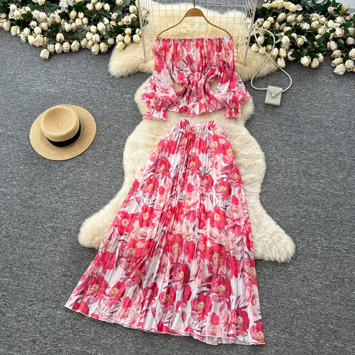 Boho Print Boat Neck Maxi Sundress