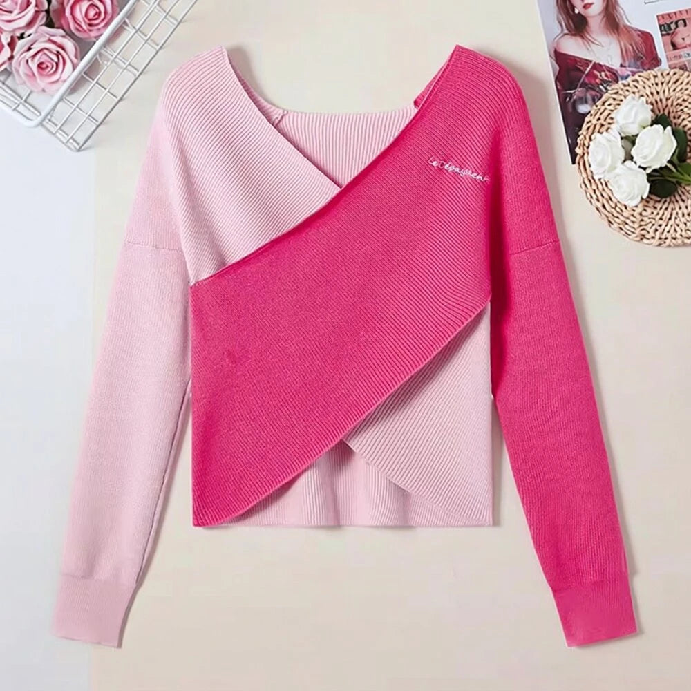 V-Neck Knit Crop Top