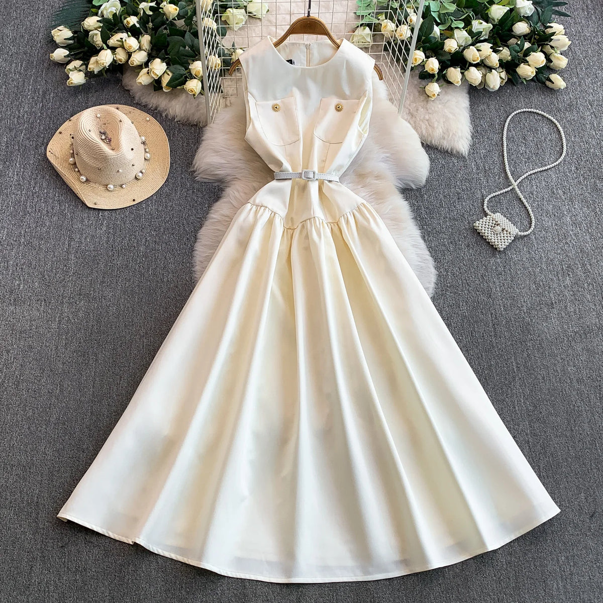 Sleeveless O-Neck A-Line Sundress