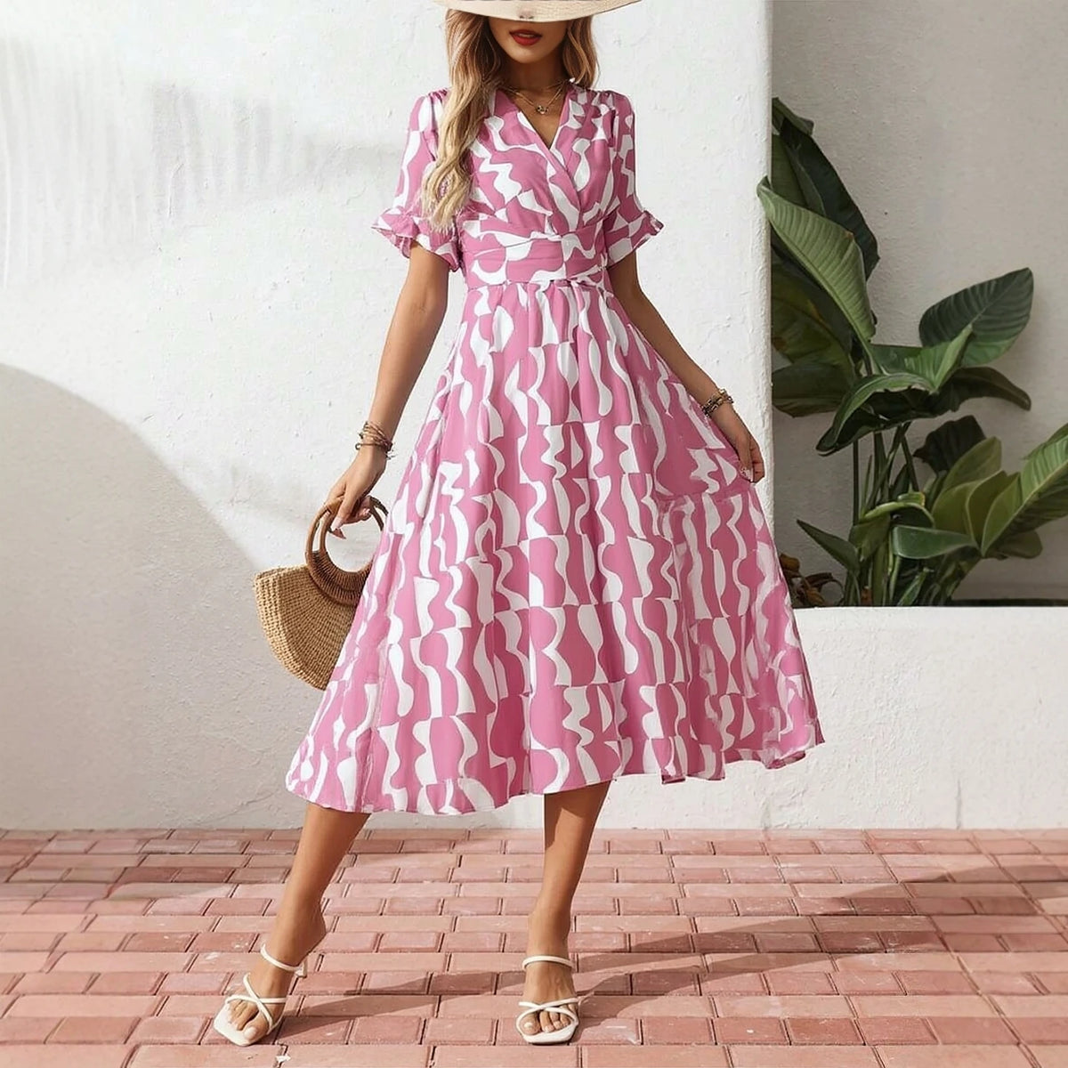 Heart Print Swing Maxi Dress