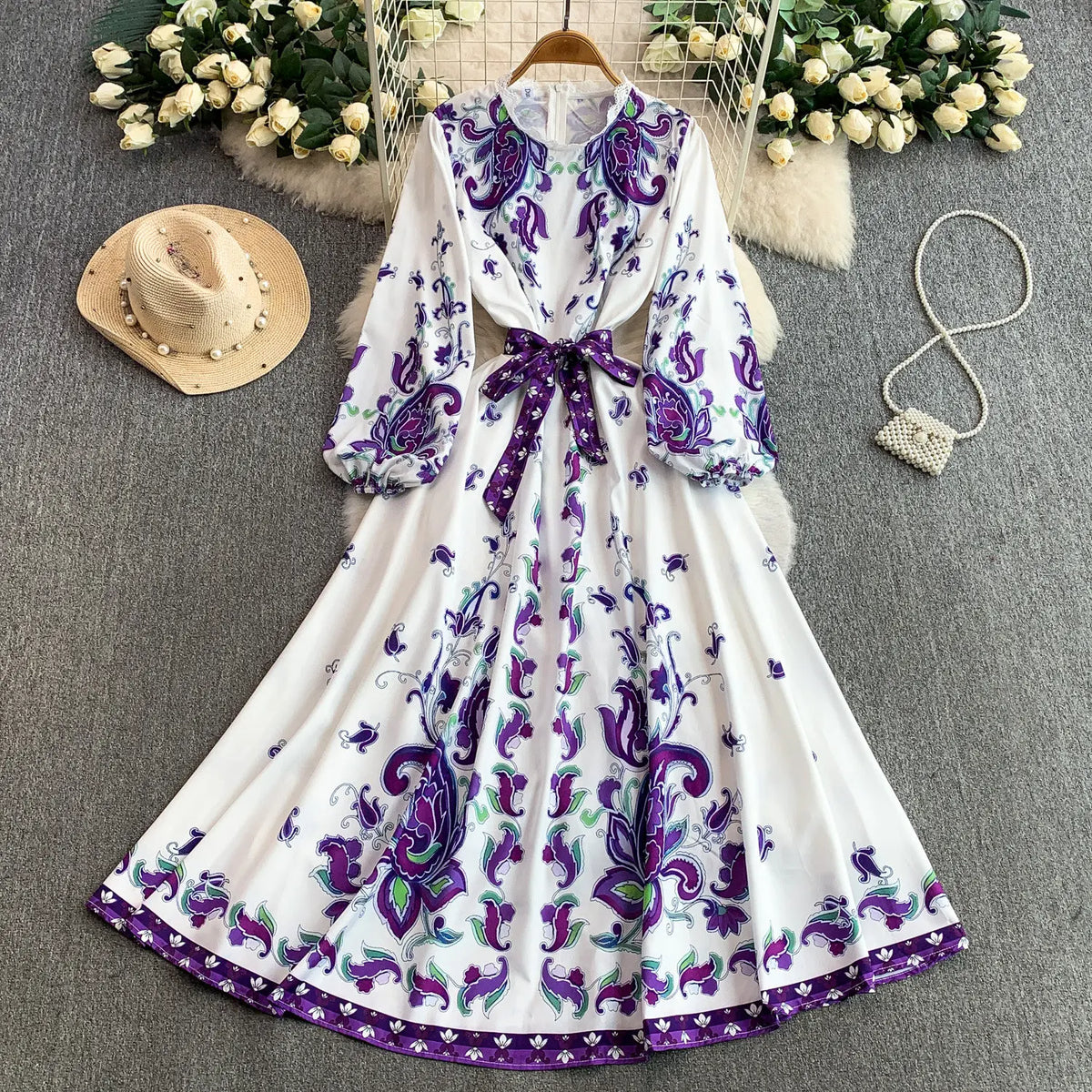 Paneled Print A-Line Party Dress