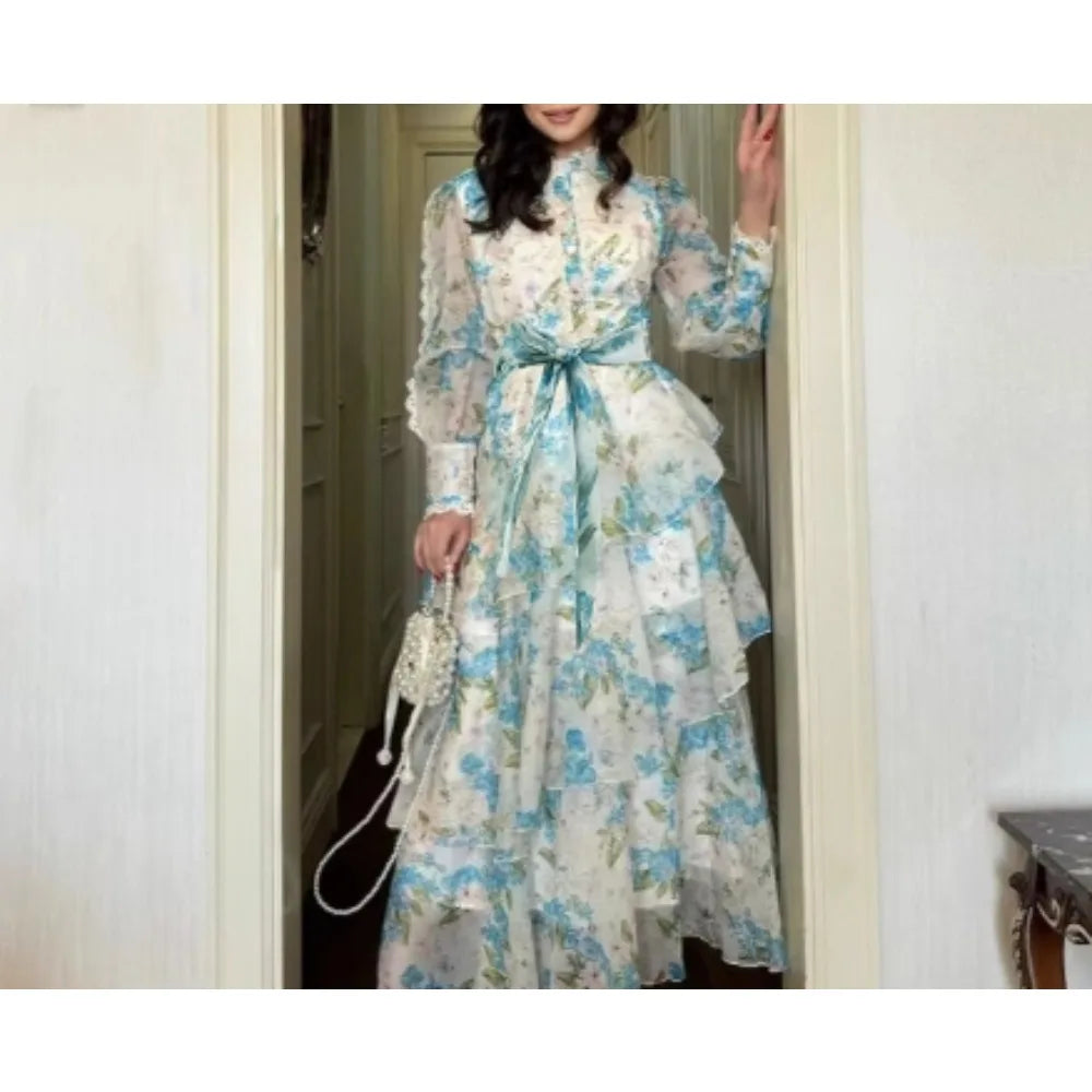 Lace Print Ruched A-Line Party Dress