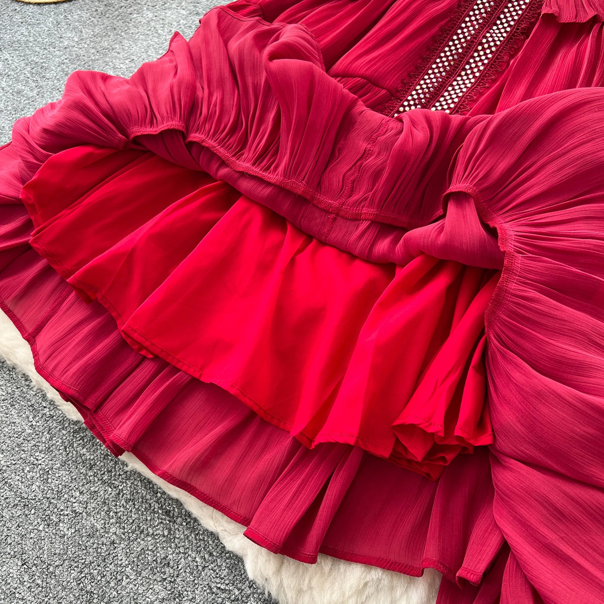 Rhinestone Lantern Sleeve Fitted Maxi Dress