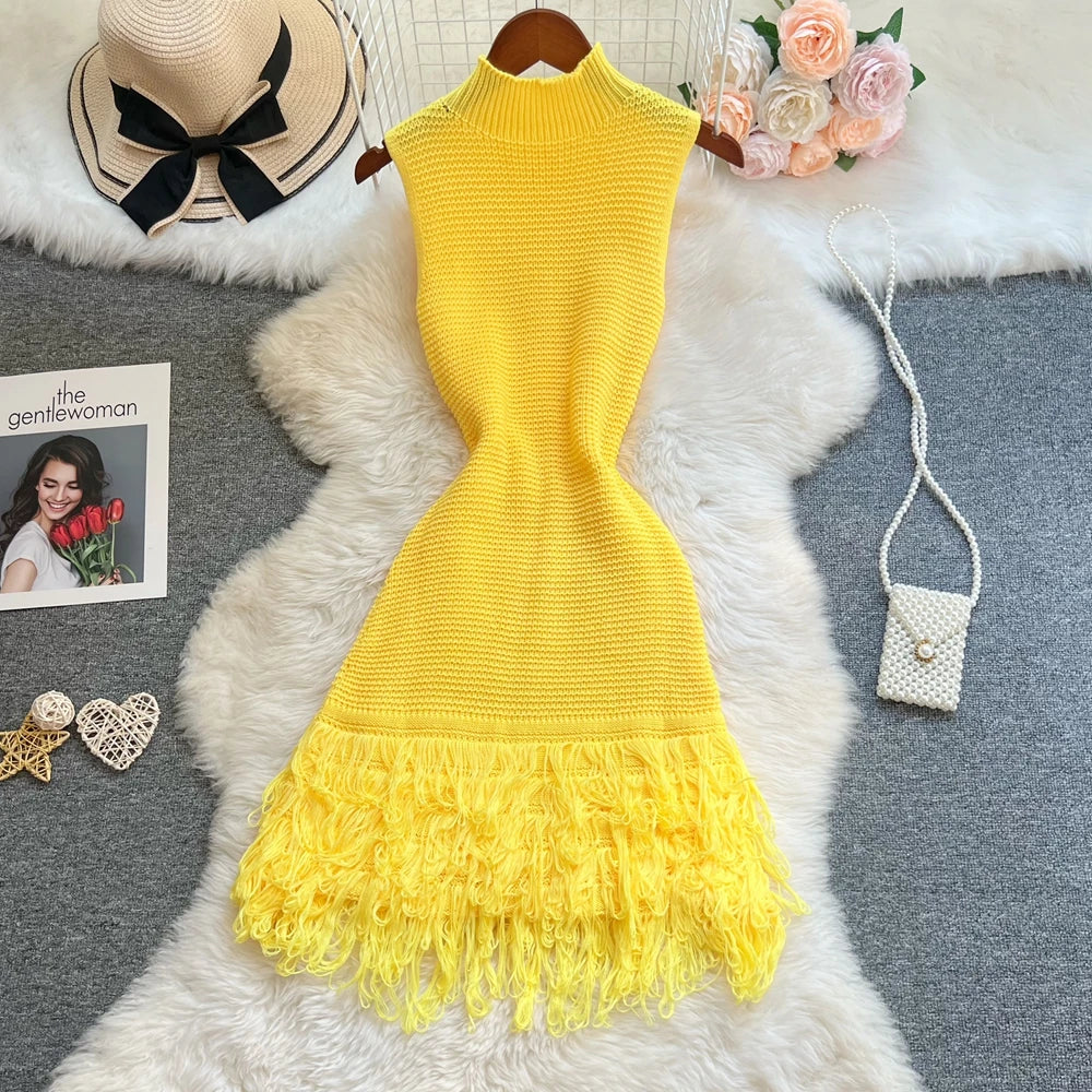 Tassel Sleeveless Bodycon Mini Dress