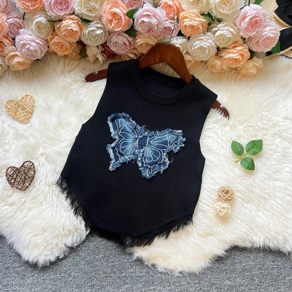 3D Flower Knit Tank Top