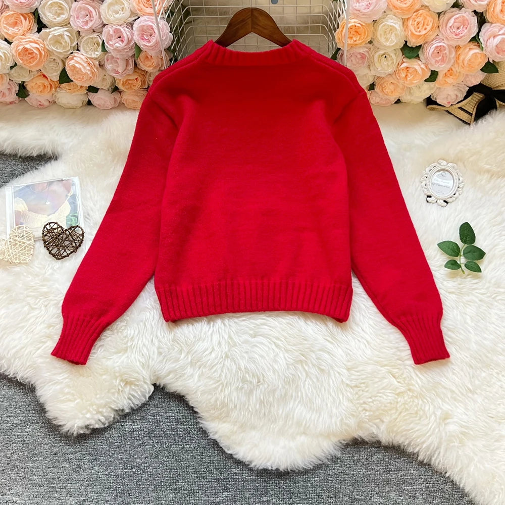 Letter Knit Pullover Sweater