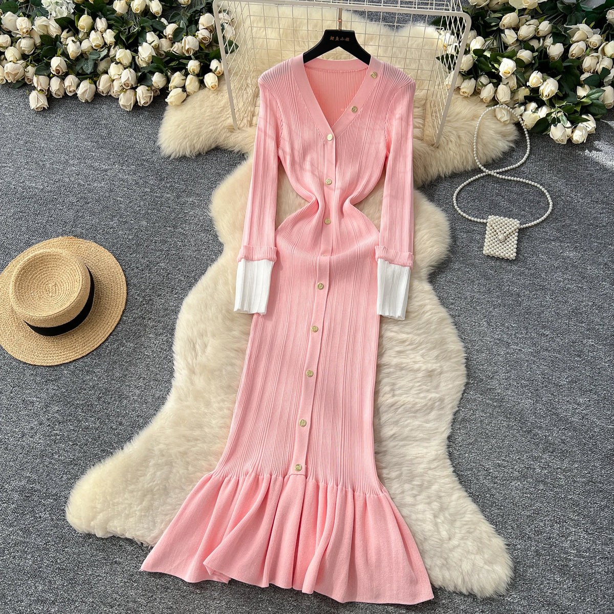 Knit Long Sleeve Mermaid Dress