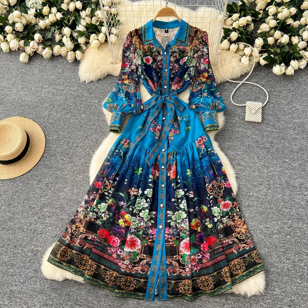 Ruched Chiffon Lantern Sleeve Evening Dress