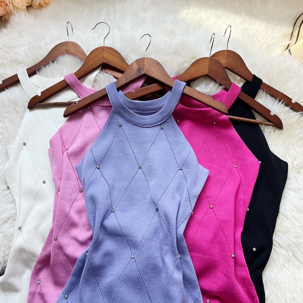 Rhinestone Knit Bodycon Mini Dress