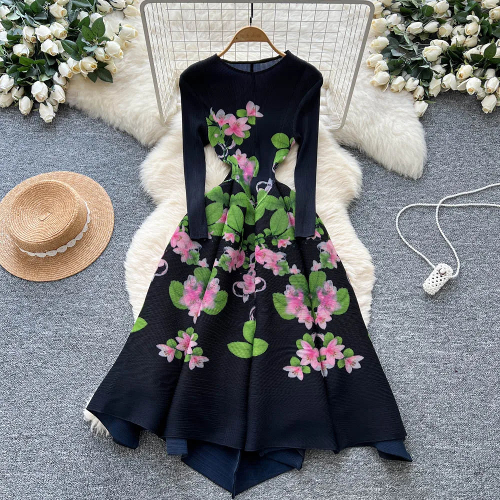 Ruched O-Neck Loose A-Line Dress