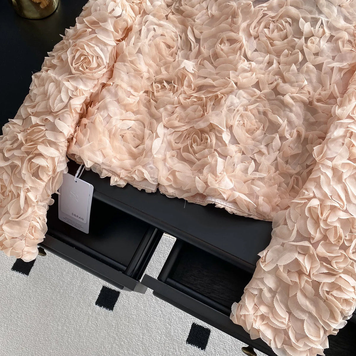 3D Floral Cropped Cardigan Blouse
