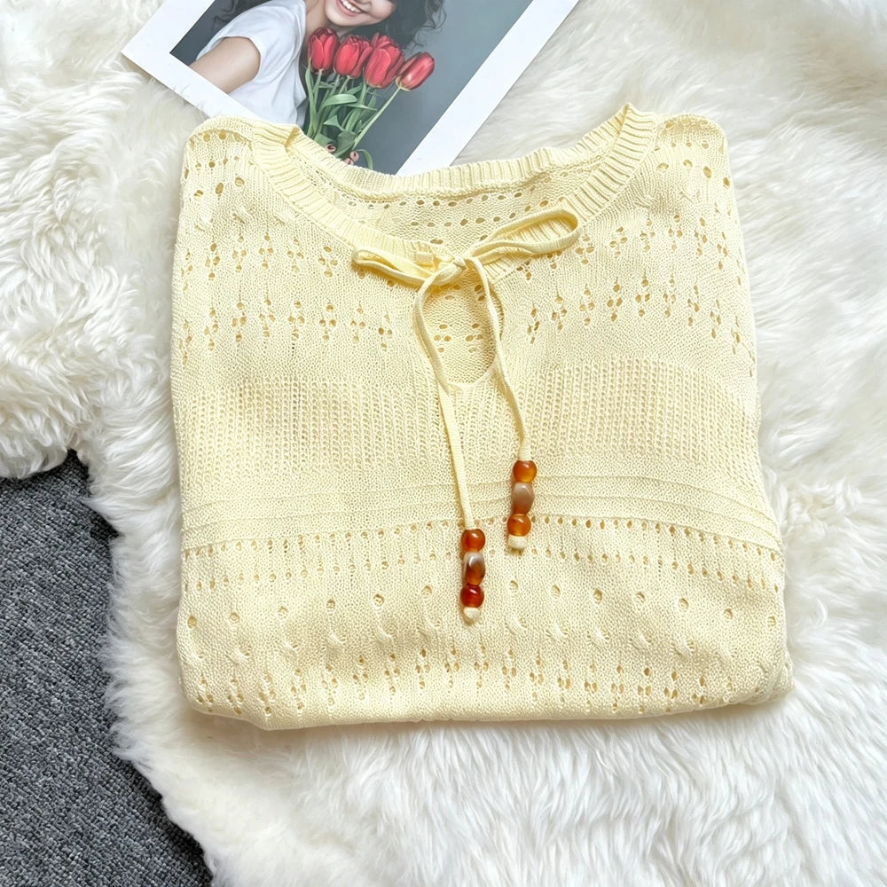 Hollow Out Knit Pullover Sweater