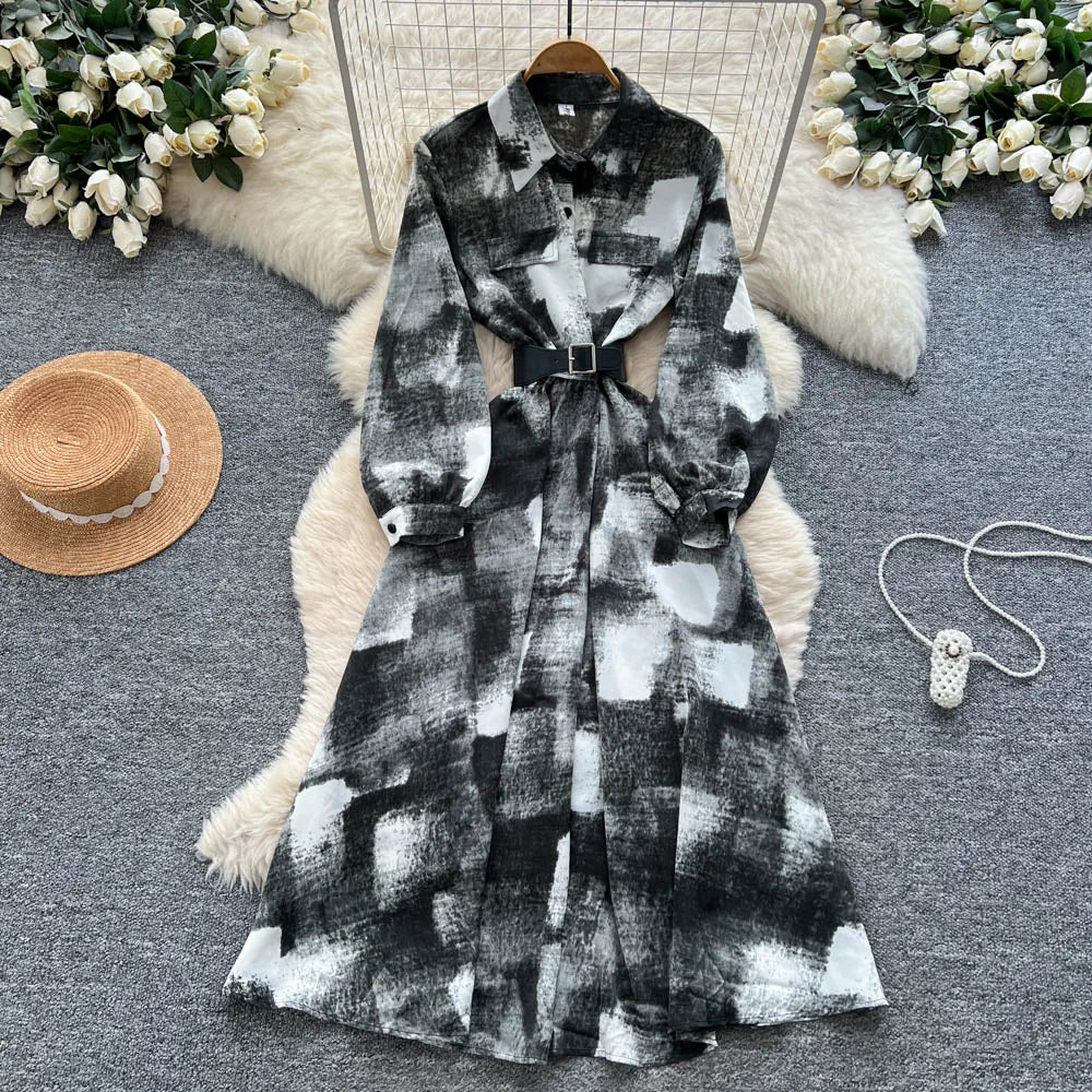 Print Sash Vintage Party Dress