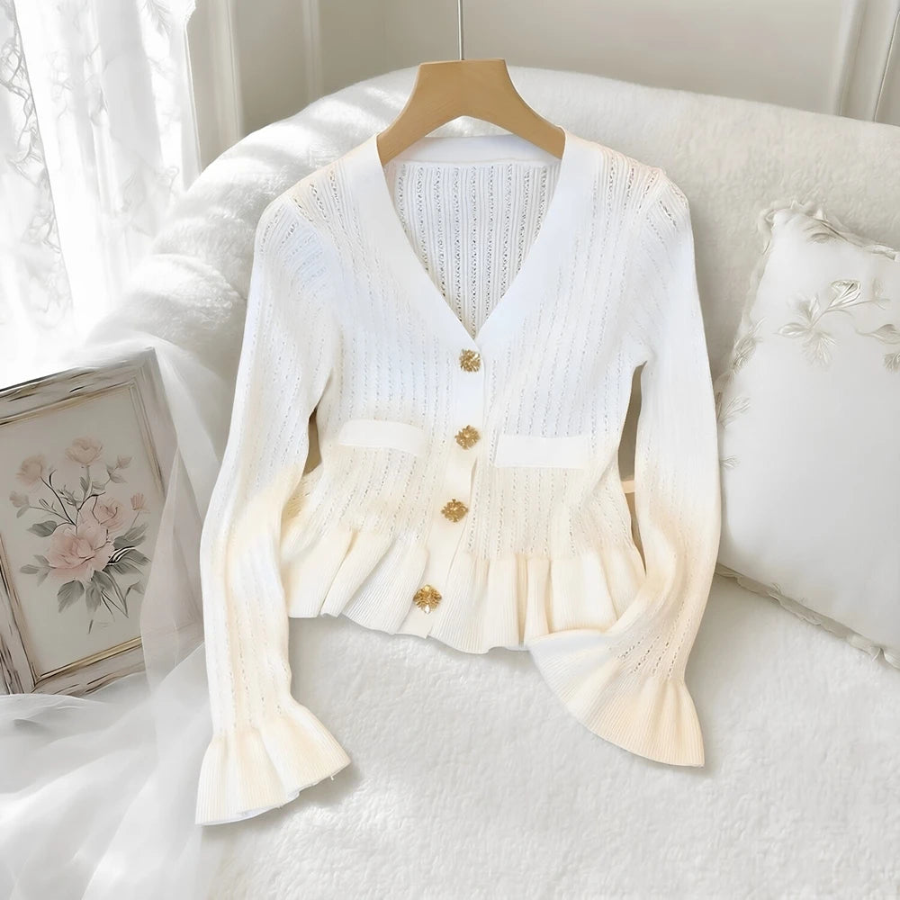 Black And White Rhinestone Knit Cardigan