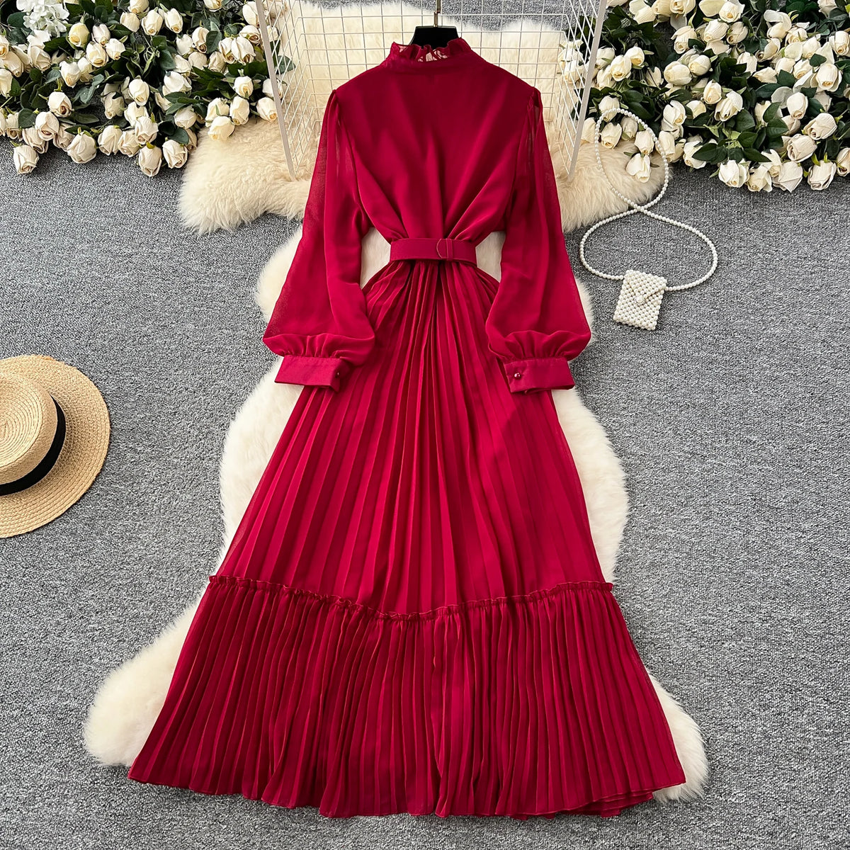 3D Floral Chiffon Ruched Dress