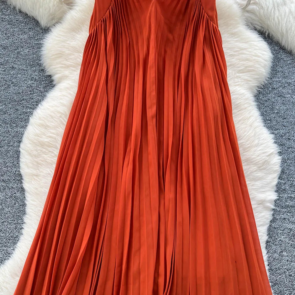 Ruched Sleeveless A-Line Maxi Sundress