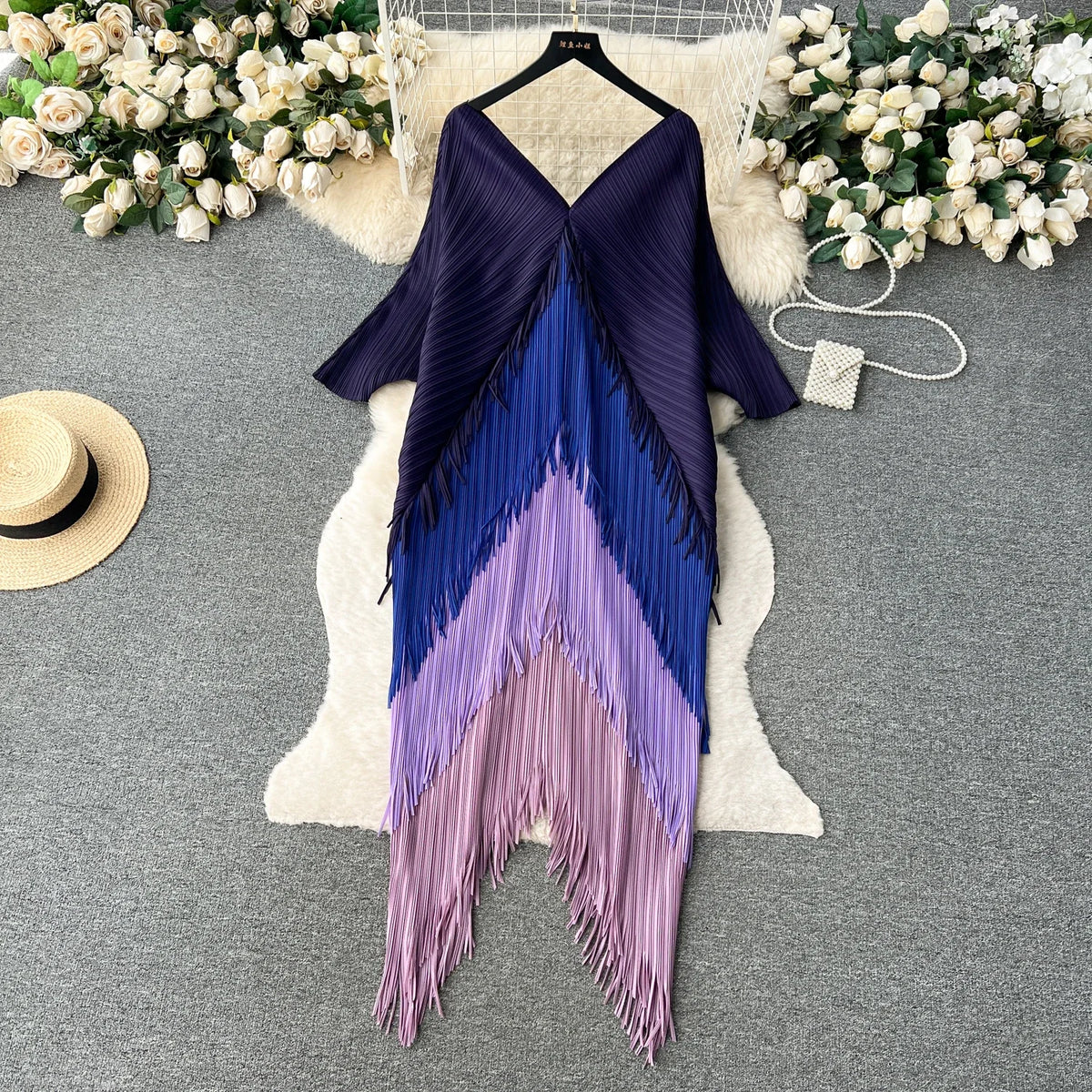 Tiered Tassel Patchwork Maxi Dress