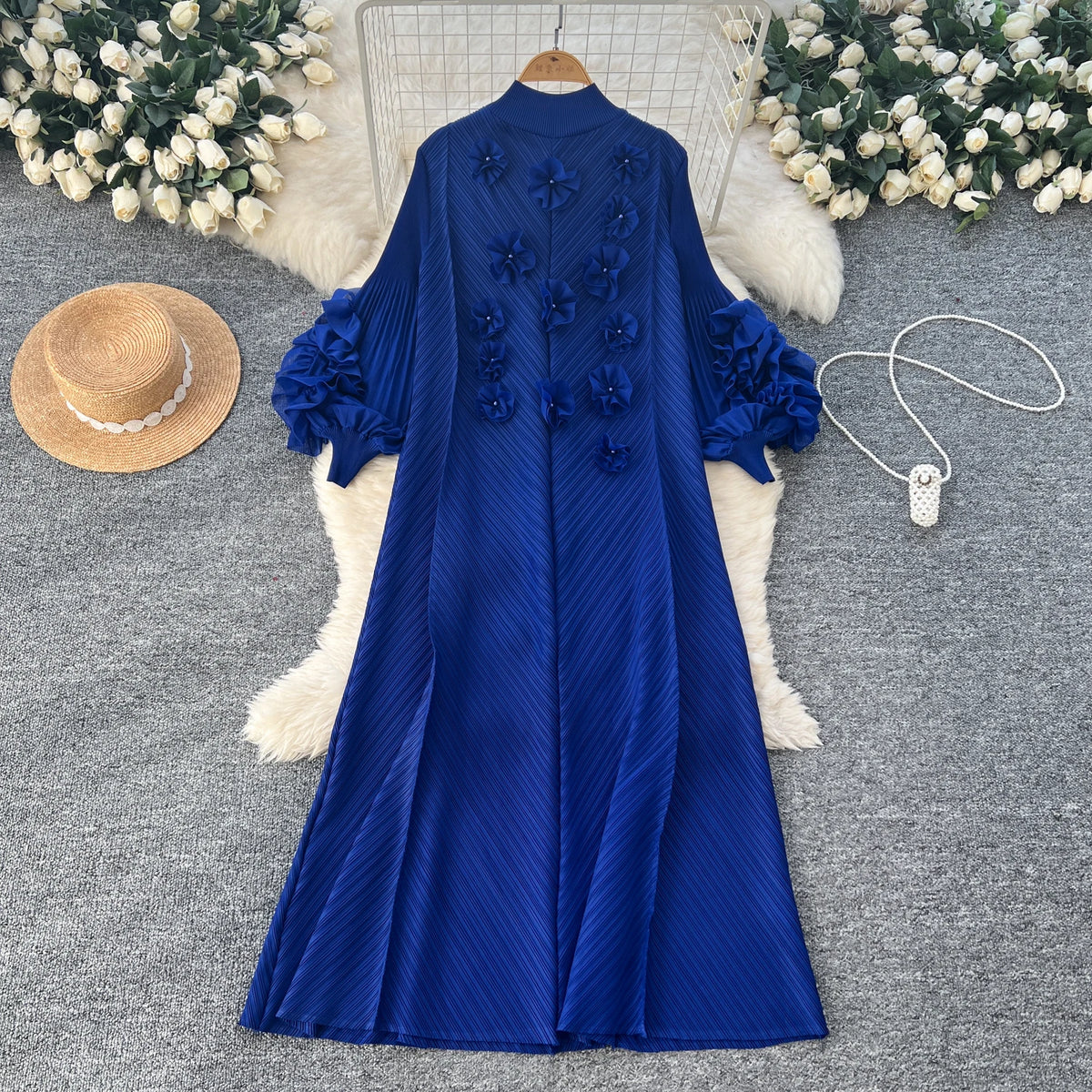 3D Floral Rhinestone Evening Dress
